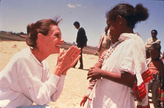 In Ethiopia on her first field mission in 1988 as goodwill ambassador to the United Nations Children’s Fund (Getty)