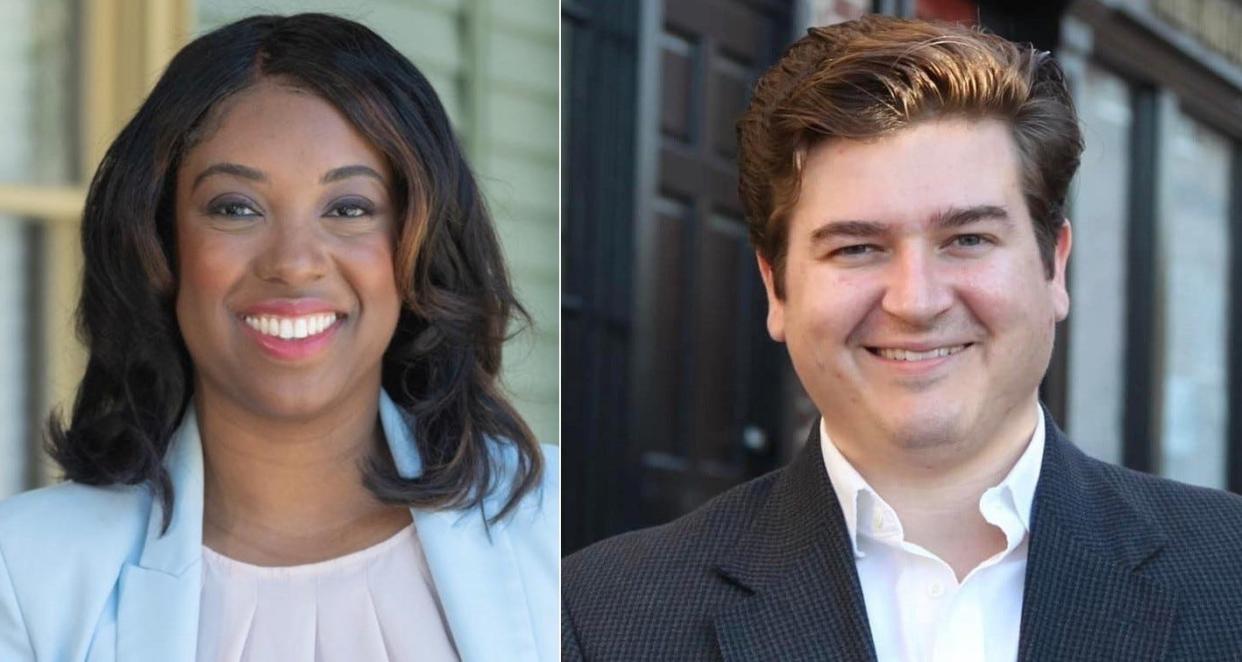 Former Del, Lashrecse Aird, left, easily won election to the state Senate over Republican challenger Eric Ditri in the newly drawn 13th District.