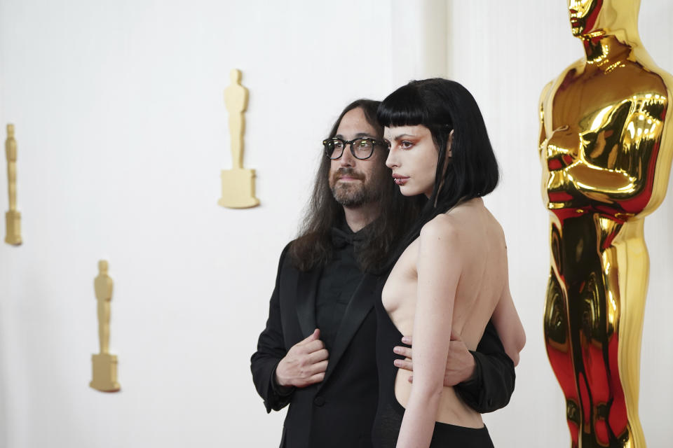 Sean Ono Lennon, left, and Kemp Muhl arrive at the Oscars on Sunday, March 10, 2024, at the Dolby Theatre in Los Angeles. (Photo by Jordan Strauss/Invision/AP)