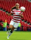 Alex Morgan of USA controls the ball during the Women's Football first round Group G match between United States and Colombia on Day 1 of the London 2012 Olympic Games at Hampden Park on July 28, 2012 in Glasgow, Scotland. (Photo by Stanley Chou/Getty Images)