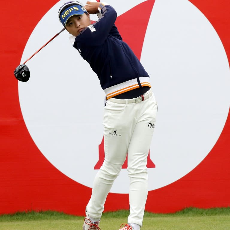 South Korea's Ko Jin-Young watches her shot from the 1st tee, during her third round, on day three of the Women's British Open Golf Championships in Turnberry, Scotland, on August 1, 2015