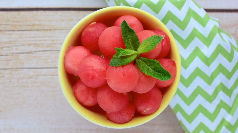 watermelon balls in bowl