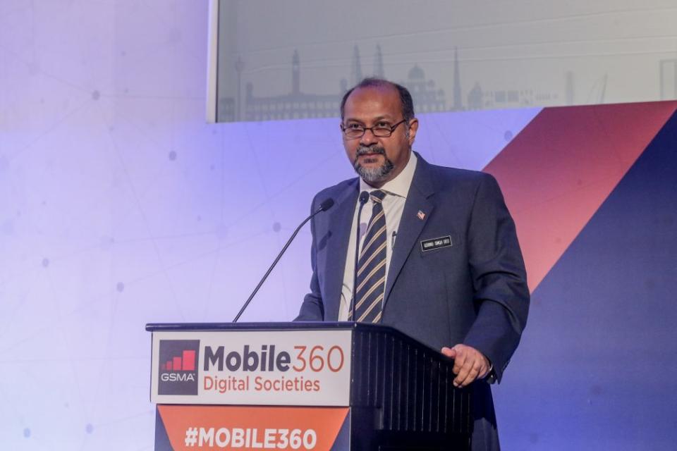 Communications and Multimedia Minister Gobind Singh Deo speaks during the launch of the GSMA Mobile 360 exhibition in Kuala Lumpur September 24, 2019. ― Picture by Firdaus Latif