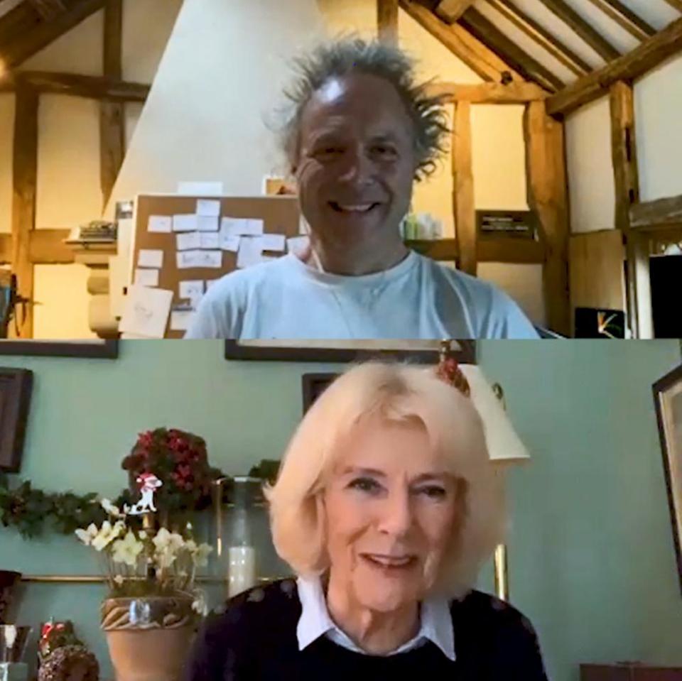 The Duchess of Cornwall and the author and illustrator Charlie Mackesy on a Zoom call for the Reading Room project.