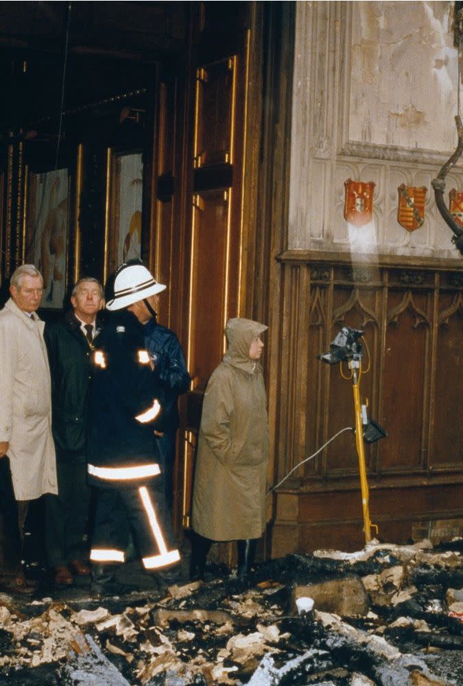 Queen Elizabeth at Windsor Castle fire 1992