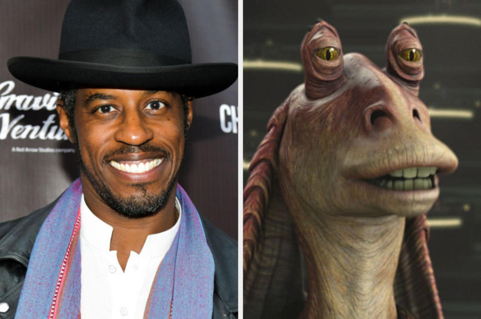 A side by side of Ahmed and Jar Jar