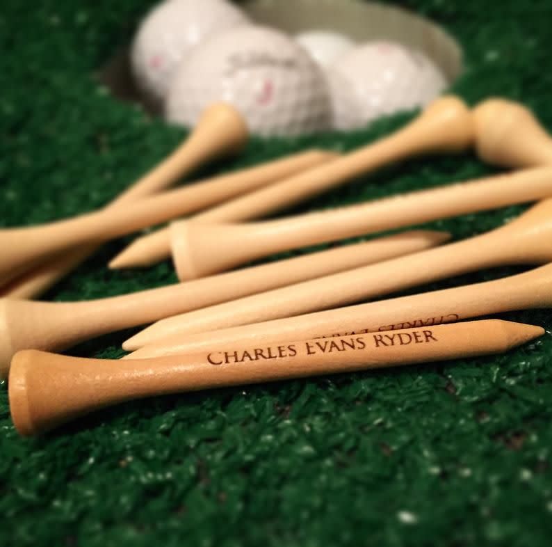 32) Engraved Wooden Golf Tees