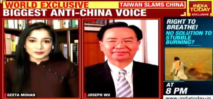 印媒稱台灣為「最大的反中聲音」。（圖片來源／截自 India Today Twitter）
