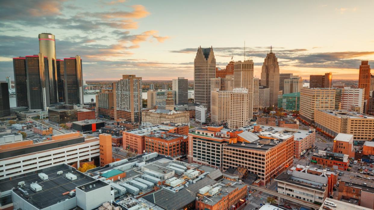 Skyline of Detroit, Michigan.