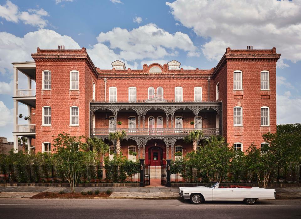 The exterior of the hotel, established in 1861, seen from Magazine Street.