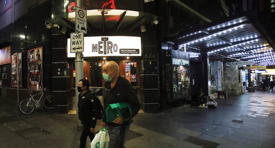 A photo of the front of the Metro theatre where 97 people tested positive after attending a Taylor Swift dance party was held on Friday. Source: AAP