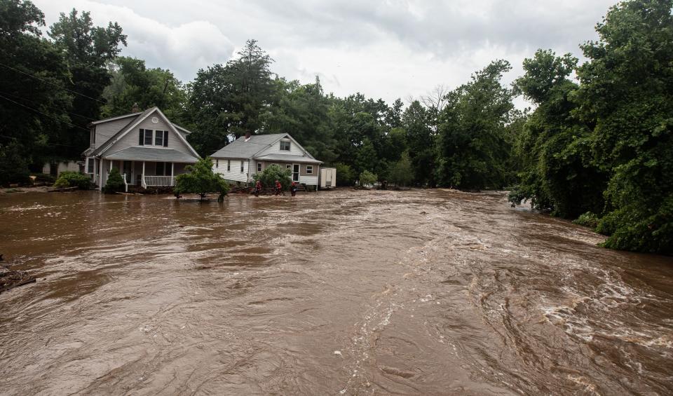Homes were flooded on Lowland Hill Rd. in Stony Point July 9, 2023. Torrential rain led to flash flooding throughout the Lower Hudson Valley, causing road closures in Rockland, Putnam, and northern Westchester County. 