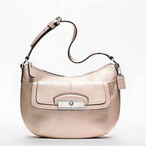 Coach Kristin metallic leather top handle pouch