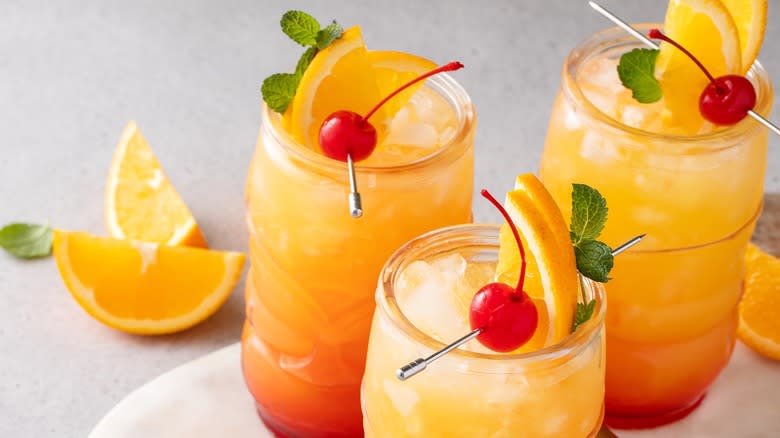 tropical cocktails prepared