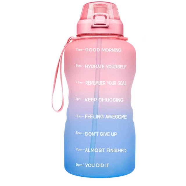 Hydration Nation 1 Gallon Water Bottle with Motivational Time Reminder - Pink