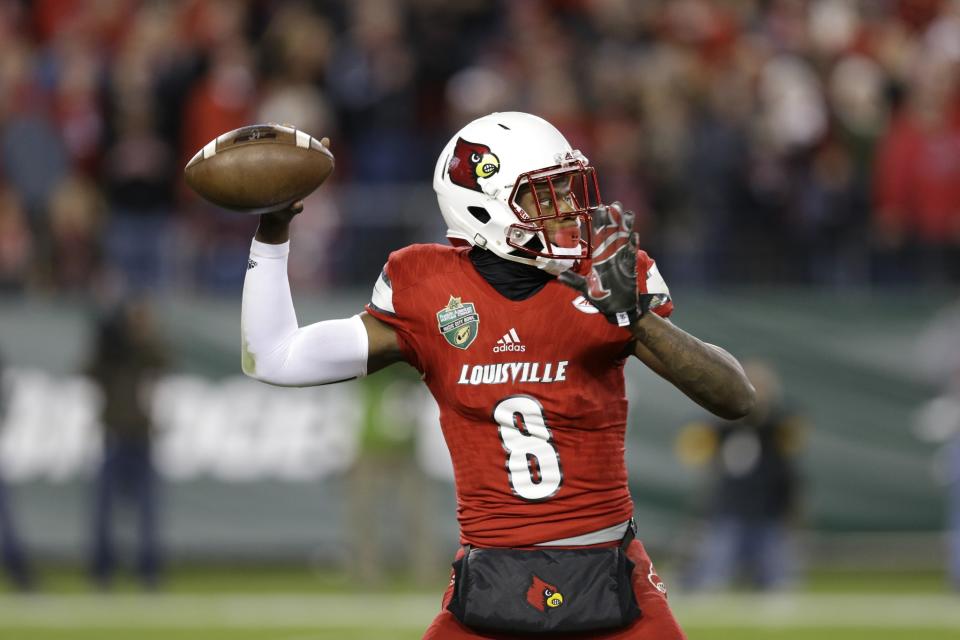 Louisville QB Lamar Jackson. (AP Photo/Mark Humphrey)