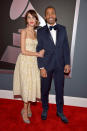 Alexa Chung (L) and Matt Babel arrive at the 55th Annual Grammy Awards at the Staples Center in Los Angeles, CA on February 10, 2013.