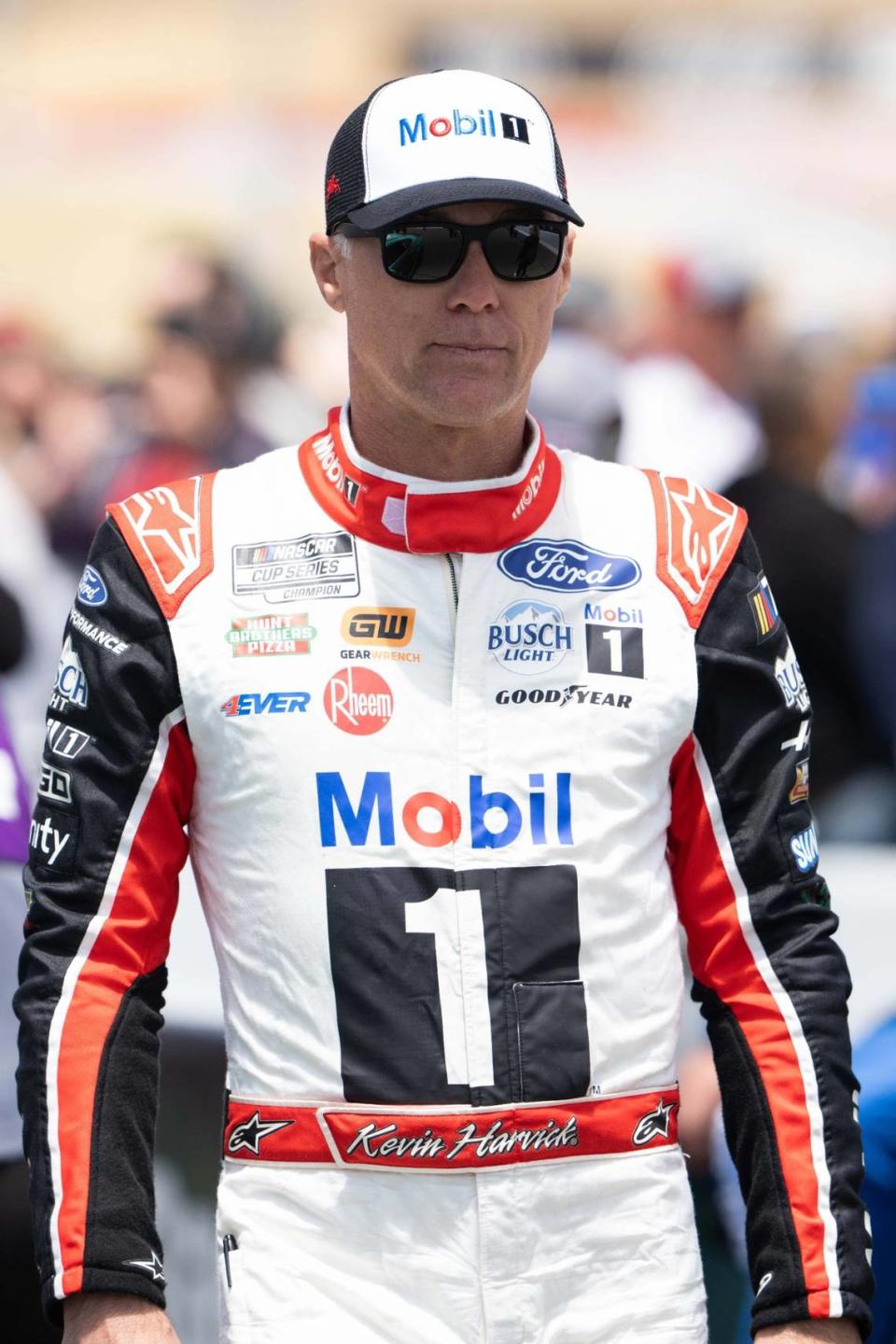 Jun 11, 2023; Sonoma, California, USA; NASCAR Cup Series driver Kevin Harvick (4) before the start of the Toyota / Save Mart 350 at Sonoma Raceway. Mandatory Credit: Stan Szeto-USA TODAY Sports