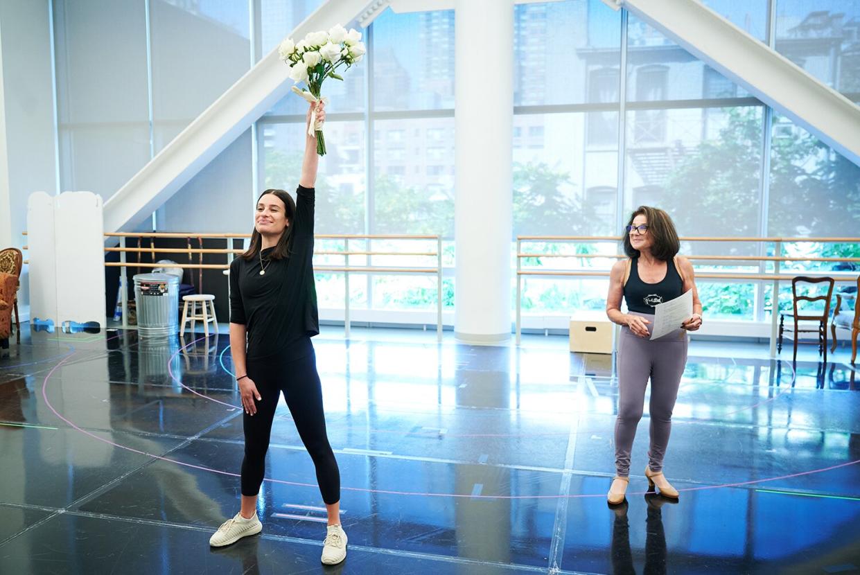 (l to r): Lea Michele (Fanny Brice), Tovah Feldshuh (Mrs. Brice) in rehearsals for Funny Girl.