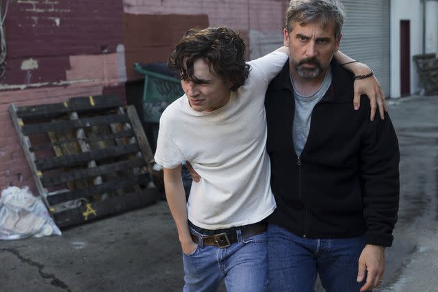 Francois Duhamel/Amazon Studios Timothée Chalamet and Steve Carell in 'Beautiful Boy,' 2018