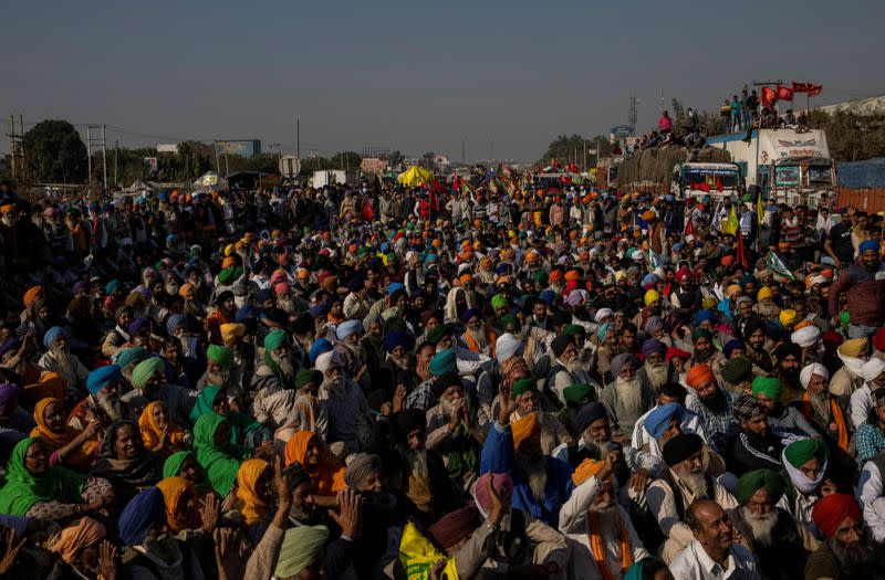 Protest against newly passed farm bills near Delhi