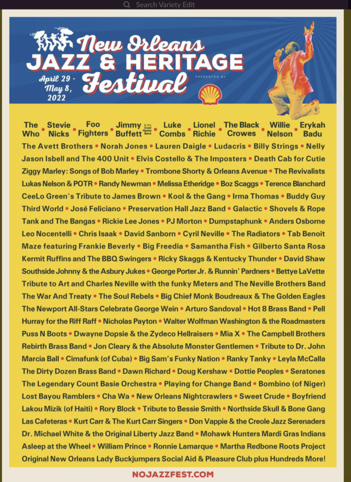 Jazzfest lineup for 2022