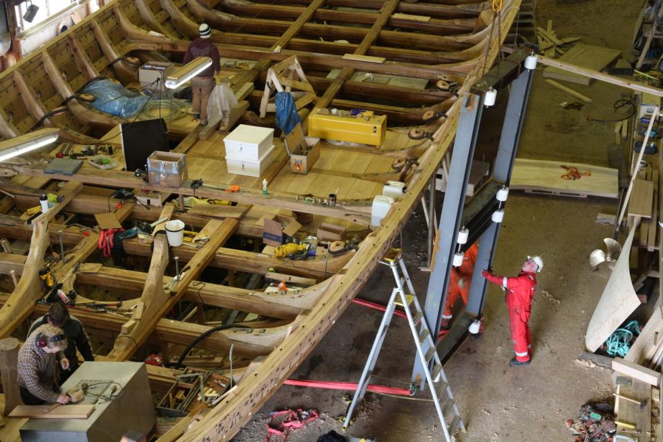 Mehr als sechs Jahre dauerte der Bau des Langschiffes Draken Harald Hårfagre, benannt nach dem ersten norwegischen König Harald Hårfagre (Harald I.). (Bild: Peder Jacobsson / The HISTORY Channel)