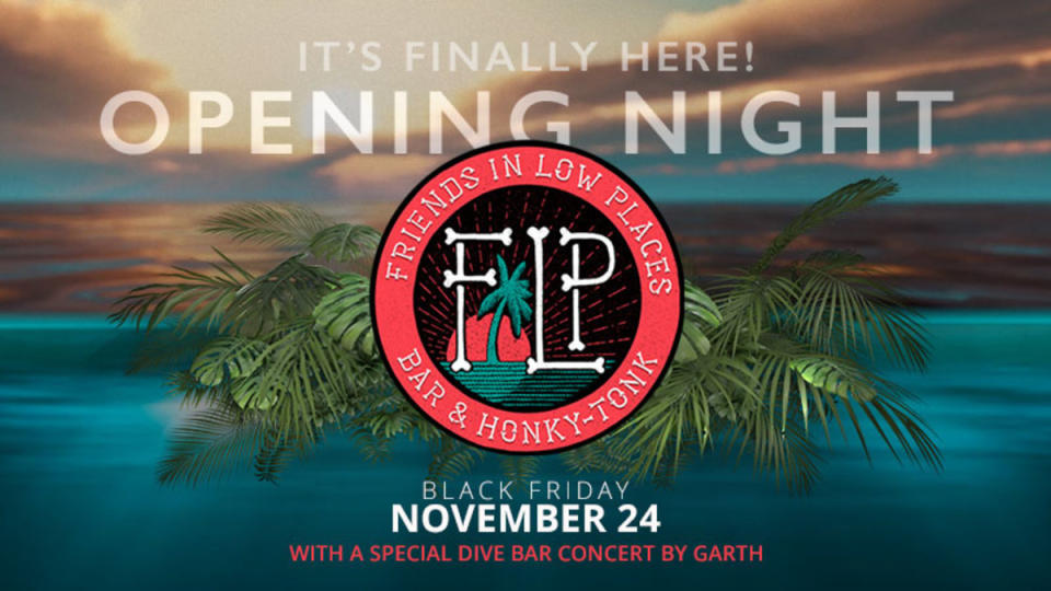 Garth Brooks' Friends in Low Places Bar & Honky-Tonk opens on Black Friday.<p>Garth Brooks</p>