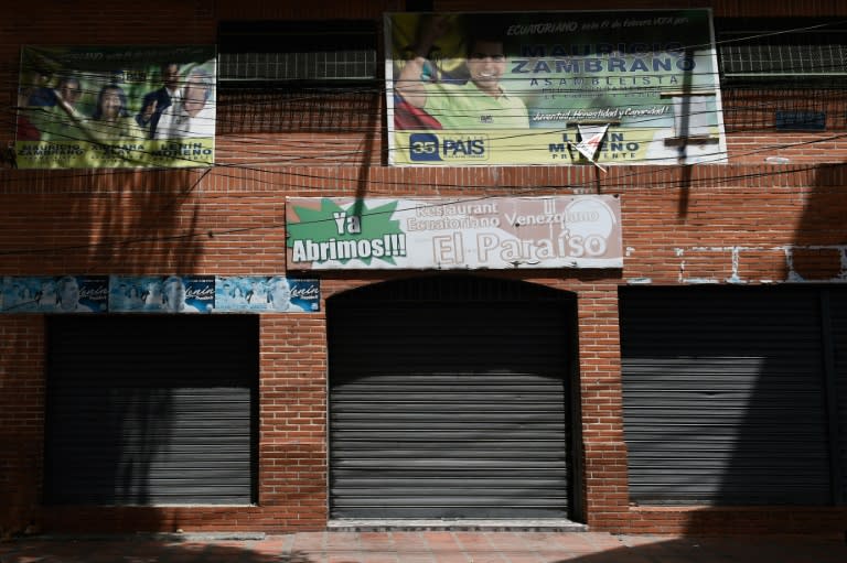 View from the outside of the "Los Cotorros" nightclub in Caracas, where at least 17 people died when someone activated a tear gas grenade inside