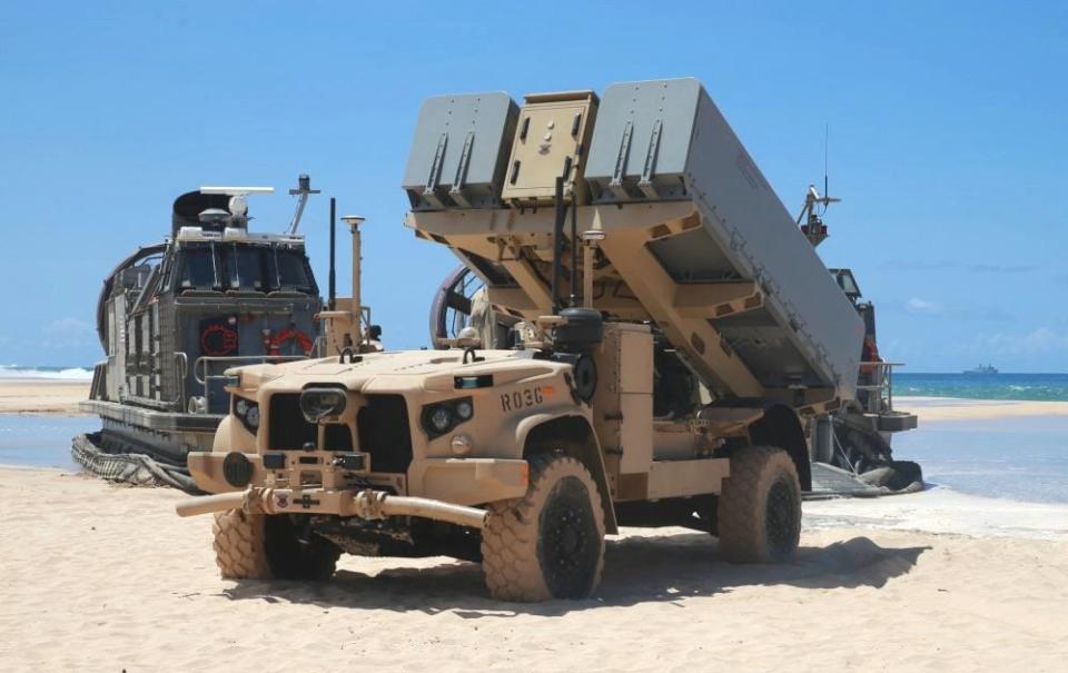 A Navy Marine Expeditionary Ship Interdiction System (NMESIS) launcher vehicle. <em>USMC</em>