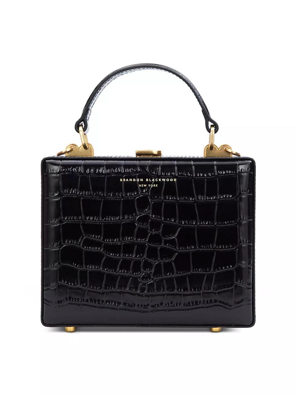 black croc patterned handbag