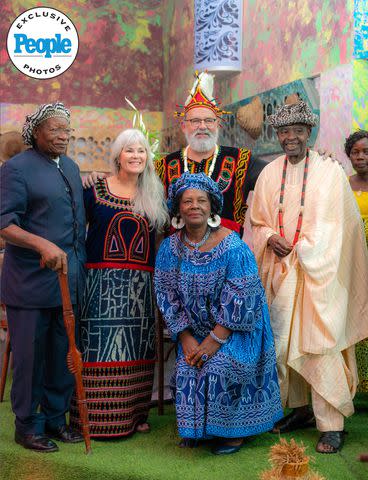 <p>TLC</p> Emily Bieberly and Kobe Blaise's family members pose at the June 2023 wedding in Cameroon