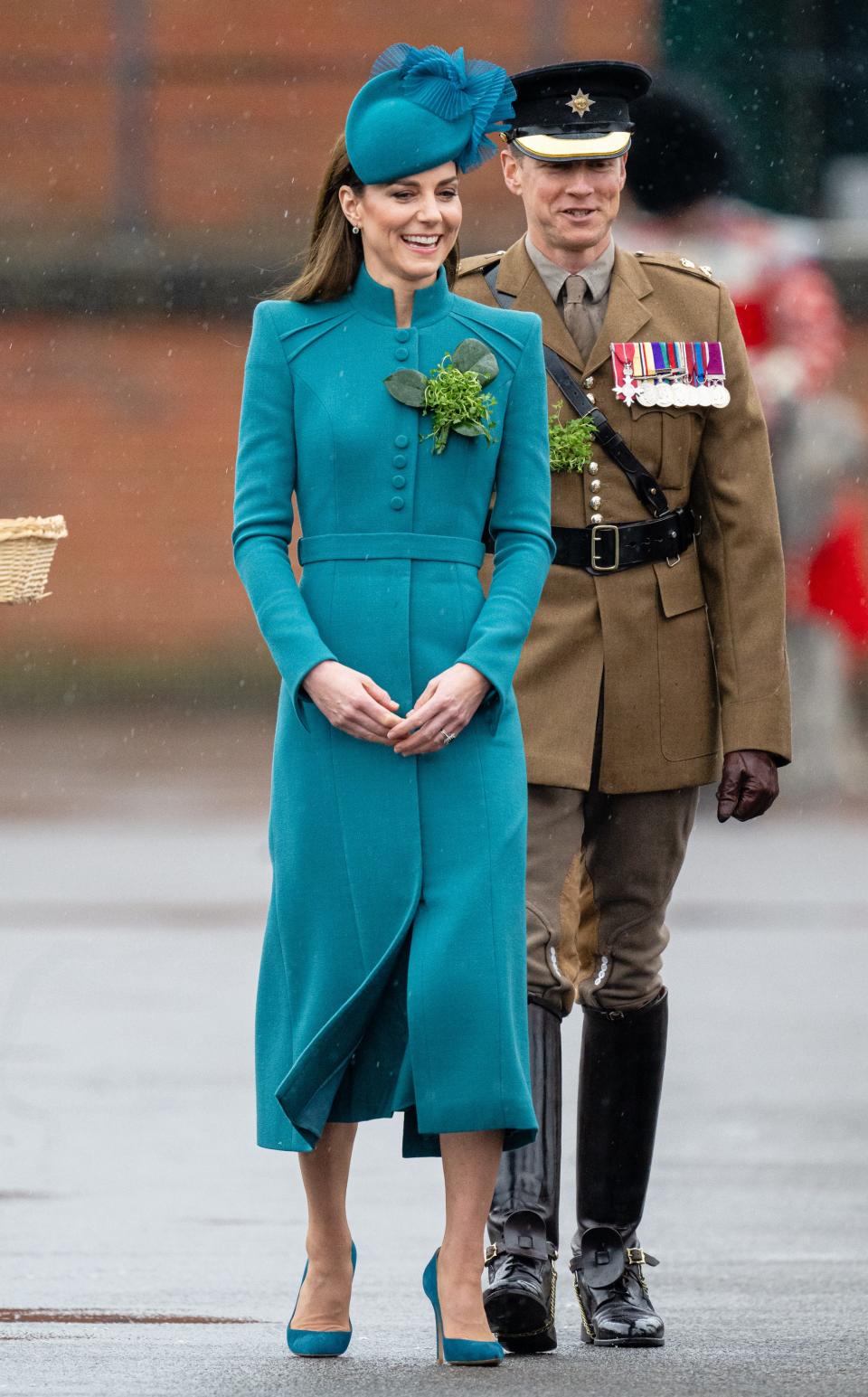 Kate Middleton attends the St. Patrick's Day Parade at Mons Barracks in March 2023.