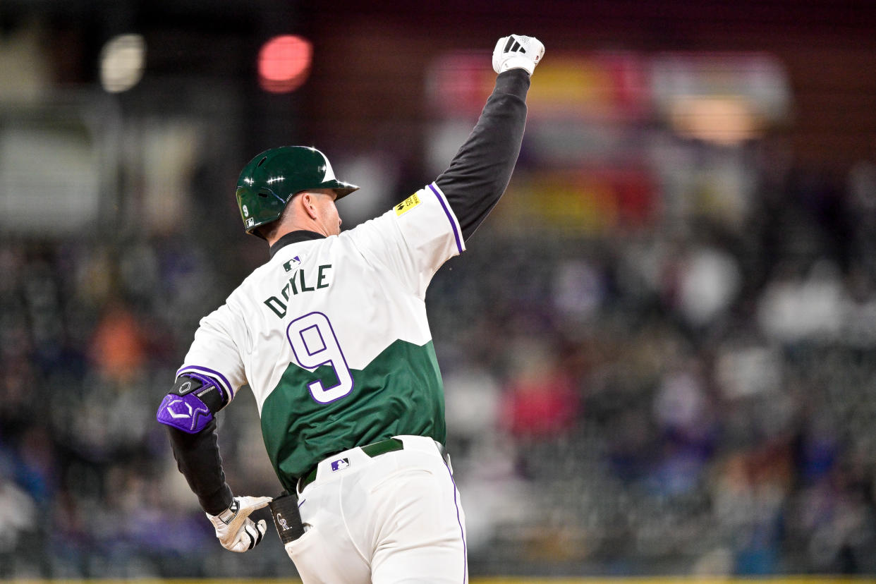 Brenton Doyle #9 of the Colorado Rockies 