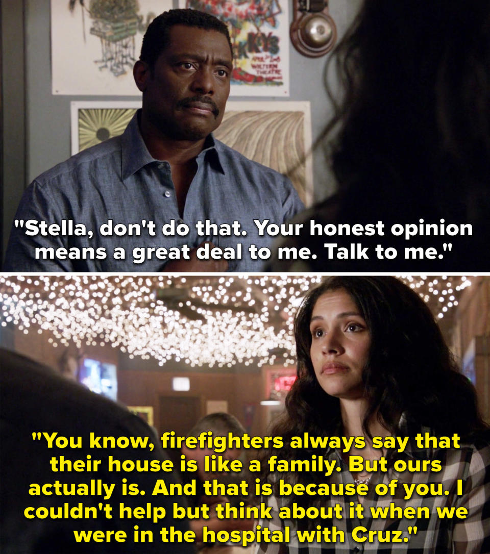 Stella saying that Boden made their firehouse like a family