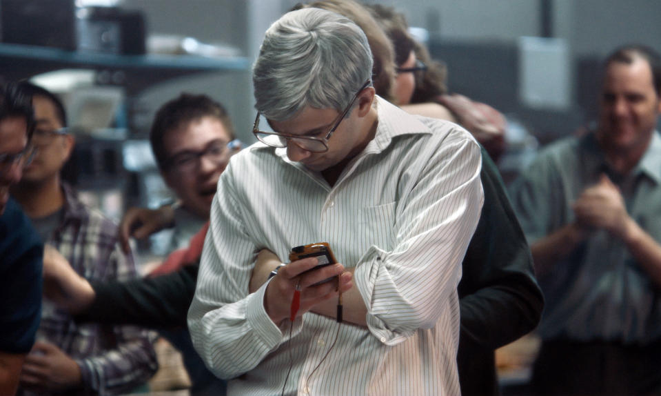 This image released by IFC Films shows Jay Baruchel as Mike Lazaridis in a scene from "BlackBerry." (IFC Films via AP)