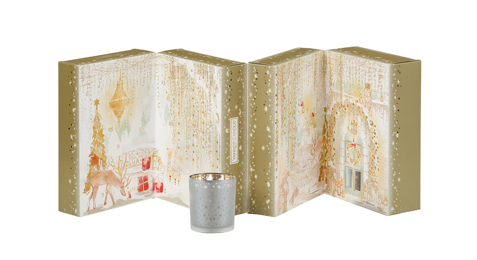 <p>If you love nothing more than staying in with a scented candle for company, this is the calendar for you. Each door reveals a different treat; either a tea light, votive or votive holder. <a rel="nofollow noopener" href="https://www.amazon.co.uk/Yankee-Candle-Holiday-Sparkle-Calendar/dp/B07GX326VW" target="_blank" data-ylk="slk:Available from Amazon.;elm:context_link;itc:0;sec:content-canvas" class="link "><em>Available from Amazon.</em></a> </p>