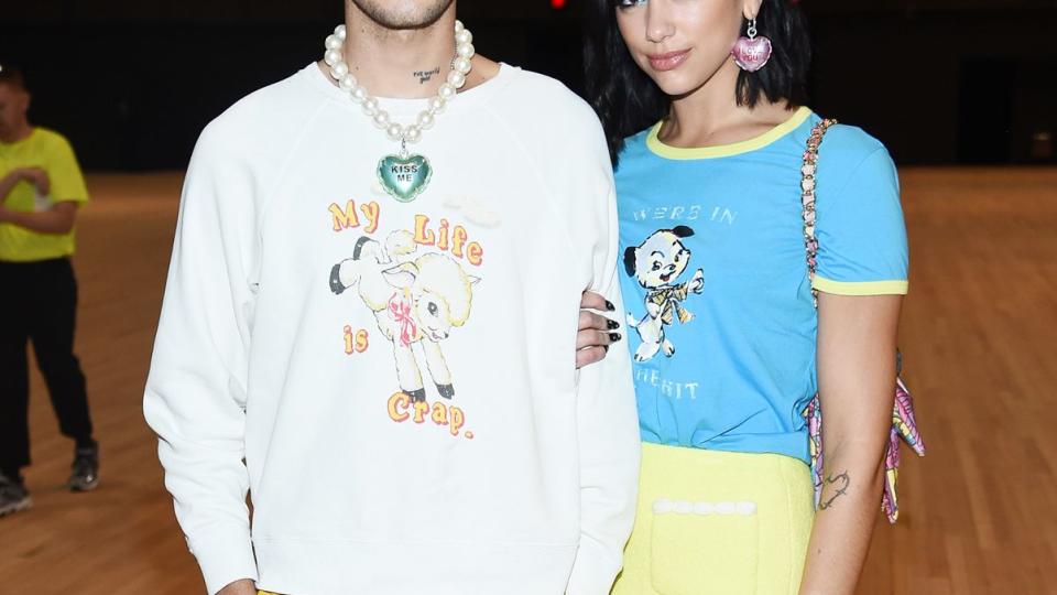 Anwar Hadid and Dua Lipa attend the Marc Jacobs Spring 2020 Runway Show at Park Avenue Armory on September 11, 2019 in New York City