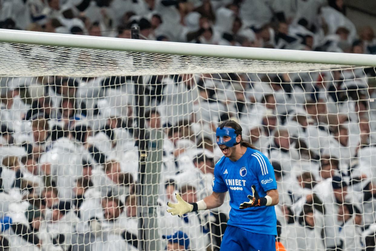 Copenhagen keeper Kamil Grabara will have his hands full with the defending champs. (Sebastian Widmann/UEFA via Getty Images)