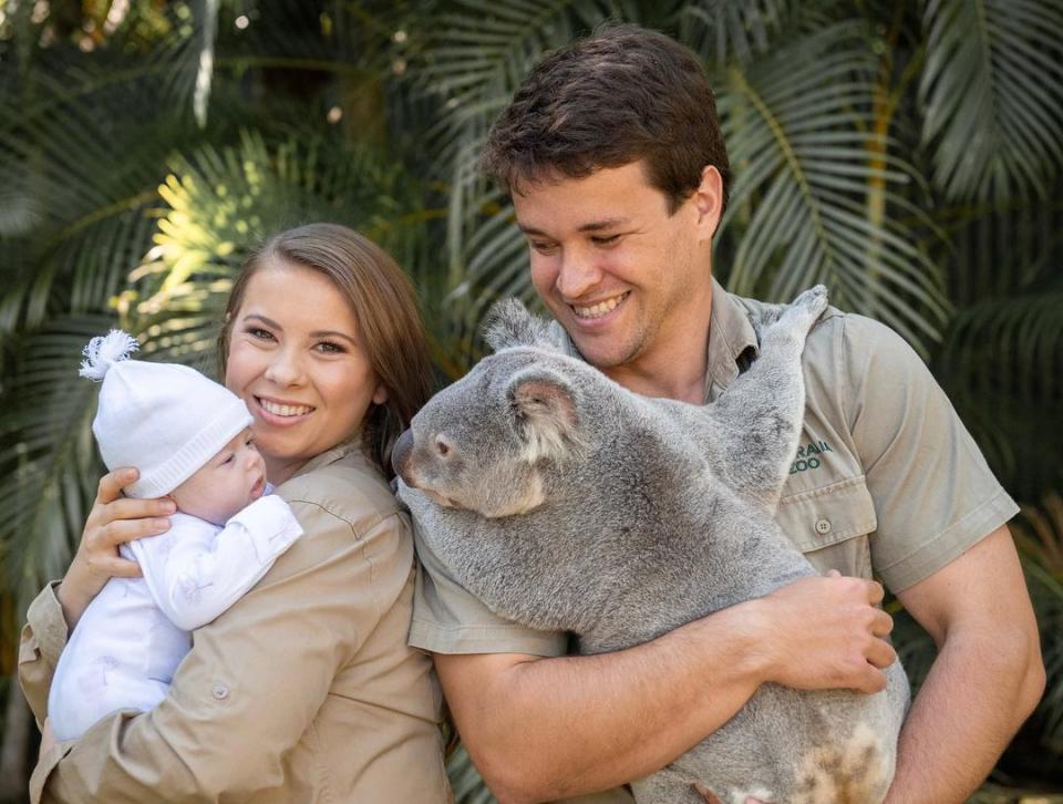 Bindi irwin and chandler powell with daughter grace warrior