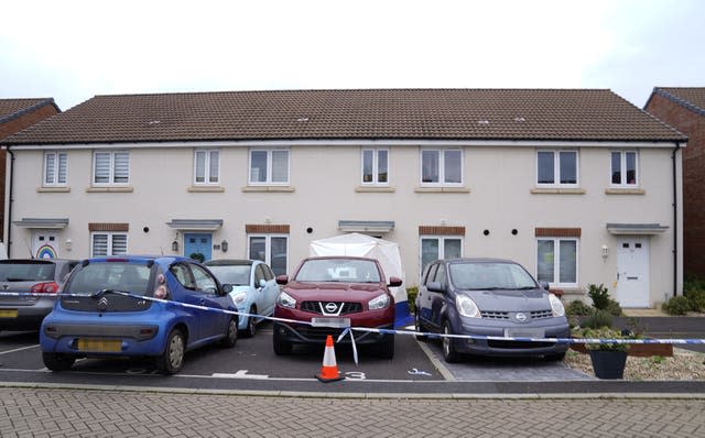 A police tent at the scene in Dragon Rise in Norton Fitzwarren, near Taunton 