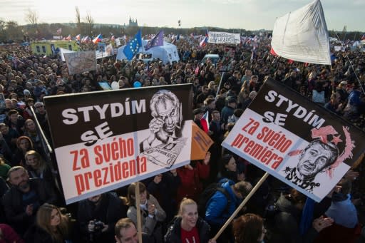 Demonstrators on Saturday protested against Babis