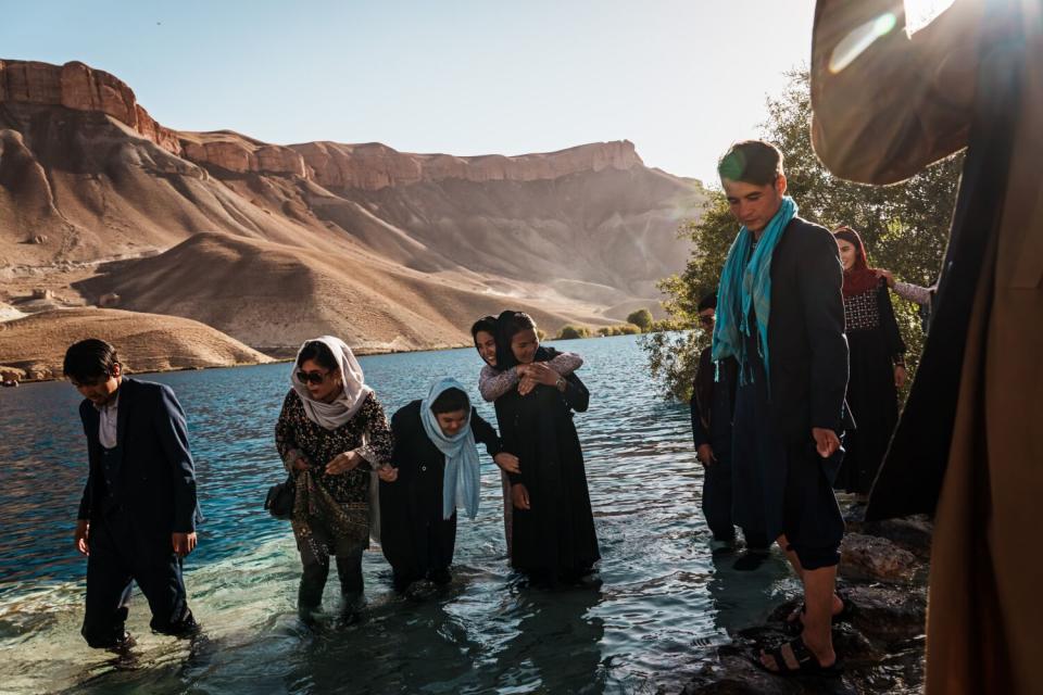 Young men and women at a national park