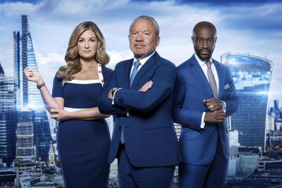 The Apprentice's Alan Sugar, Tim Campbell and Baroness Karren Brady. (BBC Studios)