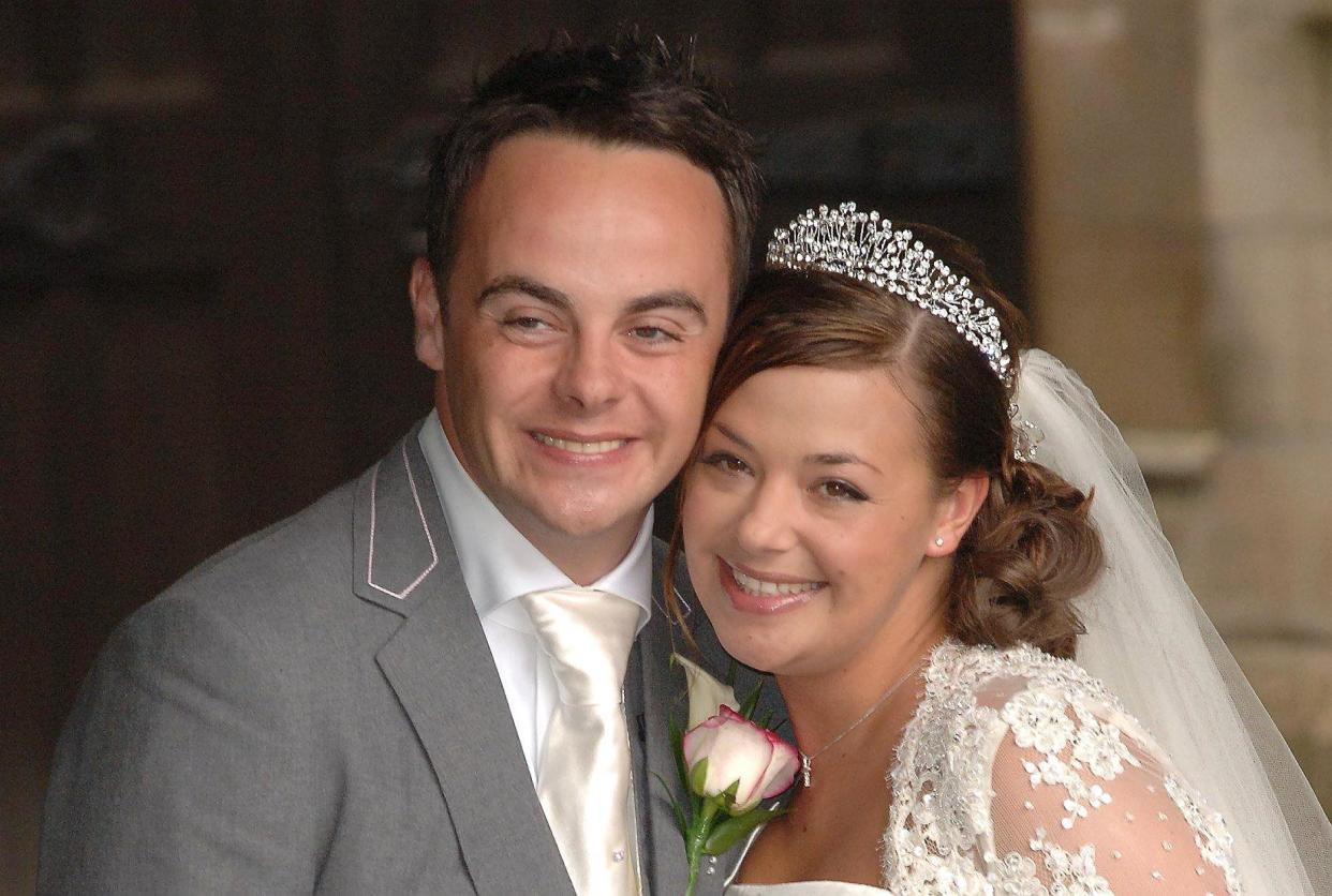 Ant McPartlin and Lisa Armstrong after their wedding at St.Nicholas Church in Taplow, Buckinghamshire. Picture date: Saturday July 22 2006.