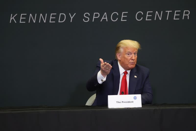 U.S. President Trump attends launch of SpaceX Falcon 9 rocket at the Kennedy Space Center in Cape Canaveral, Florida