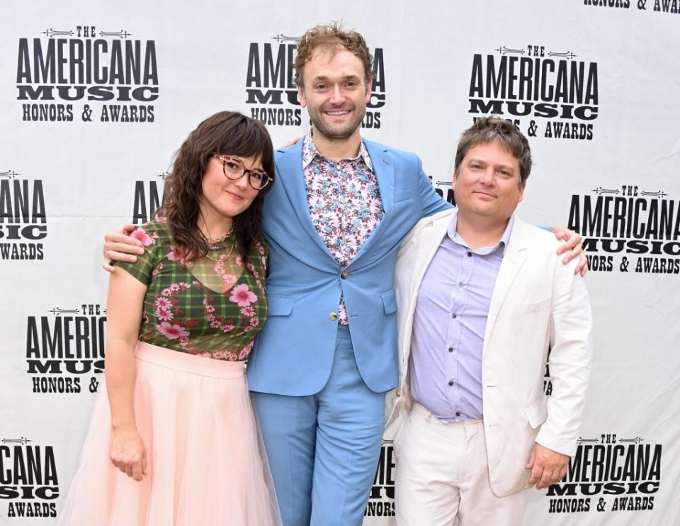 Sara Watkins, Chris Thile and Sean Watkins of Nickel Creek at The Americana Music Association 22nd Annual Honors & Awards Show on September 20, 2023 at the Ryman Auditorium in Nashville, Tennessee.