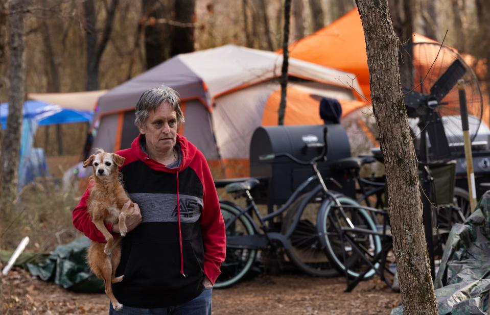 Jimmy Forbes, 58, a resident of the Toms River homeless camp, moved to the camp there when he couldn’t afford regular housing, and learned of the camp from his cousin Melissa McLean, who had moved there.