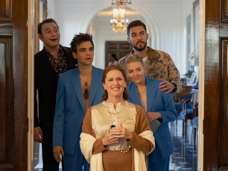 Curtis, Cary, Brooke, Lance, and Pat on the other two, all crowded together in a doorway