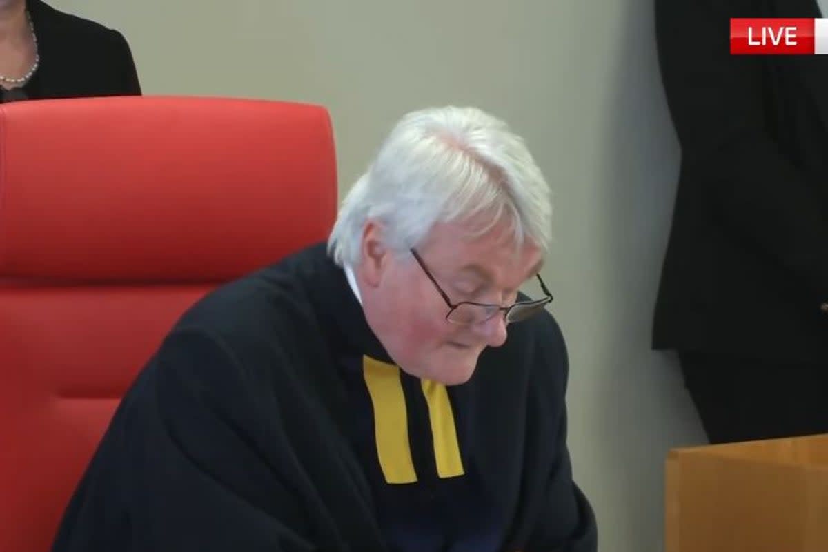 Lord Chief Justice Lord Burnett of Maldon delivering the ruling on Thursday morning (Sky News)